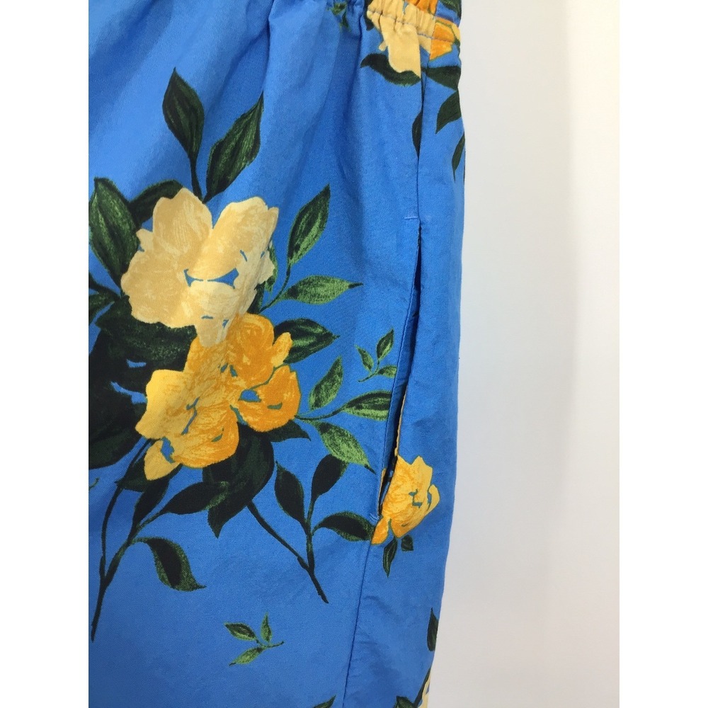 Time and Tru Blue Yellow Floral Sleeveless Dress w/ Pockets Tiered Hem Size M (8 - Picture 5 of 9